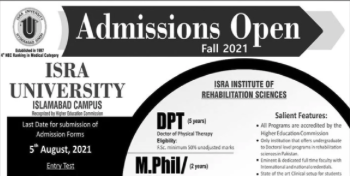 M.Phil / PGD admissions announced at Isra University Islamabad Campus
