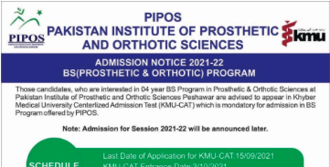 KMU-CAT Test is must for admission in PIPOS BS Orthotics Prosthetics Program